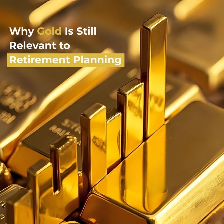 Visual of gold bars and an upward trend graph highlighting the benefits of investing in gold during inflation and market volatility.