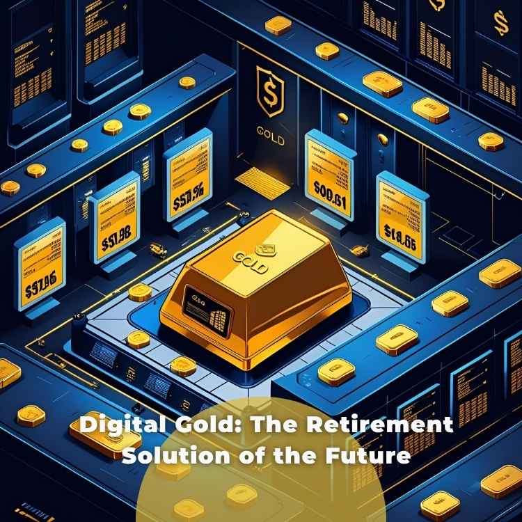 Digital gold investment concept with secure vaults and tech interface representing modern ways of investing in gold