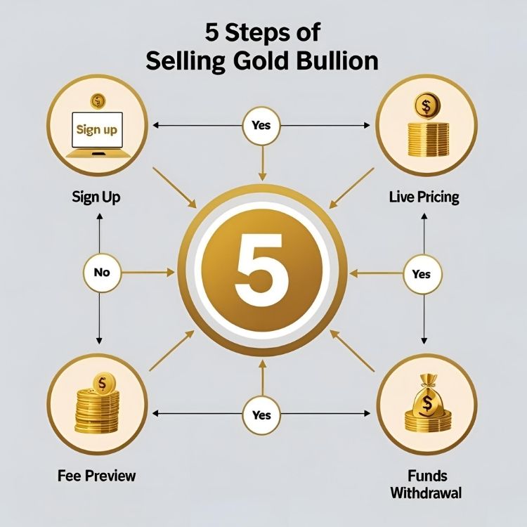 Step-by-step process to sell Gold Bullion online with no hidden fees