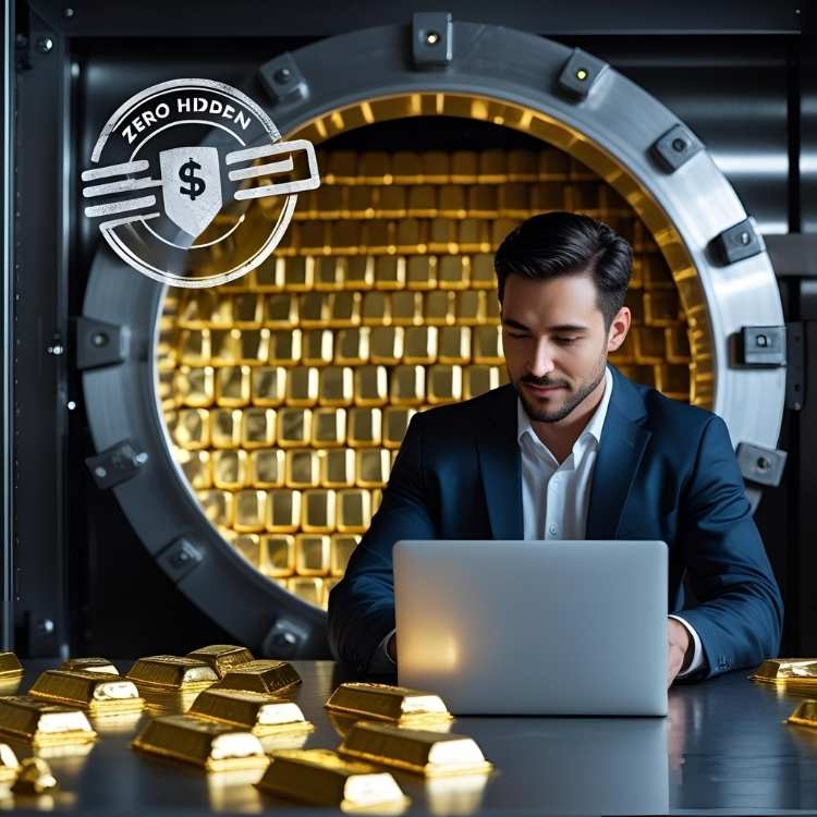 Confident gold investor using ISA Bullion’s secure platform to sell Gold Bullion with zero hidden fees