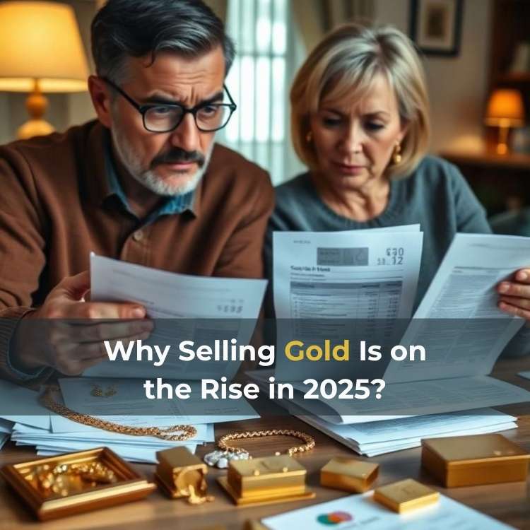 Couple reviewing debt and considering selling gold to manage rising financial pressure