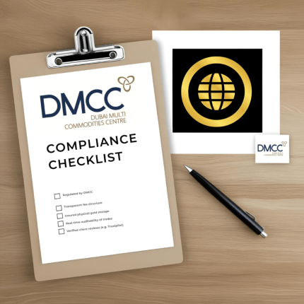 Compliance checklist and DMCC logo illustrating regulatory trust in Where To Buy Gold online